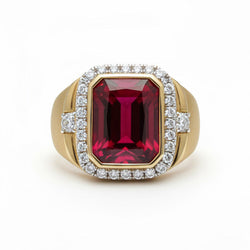 10K Yellow Gold Rubis Birman Bague Homme – 8,5-carats Taille