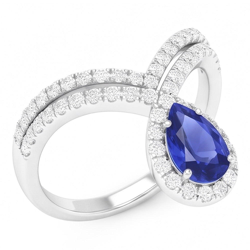 Saphir Bleu Bague Pierre Précieuse – Ensemble Mariage 3,50