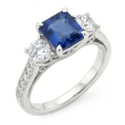 Saphir Bleu Bleuet Bague Pierre Précieuse – Or Blanc 14 Carats 5
