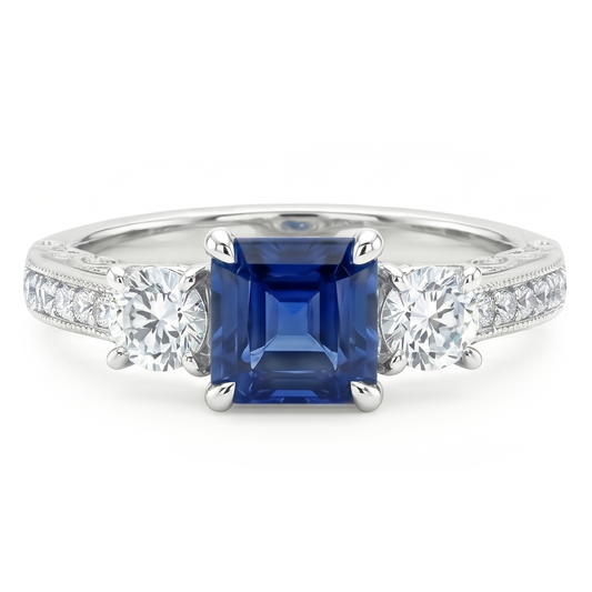 Saphir Bleu Bleuet Bague Pierre Précieuse – Or Blanc 14 Carats 5