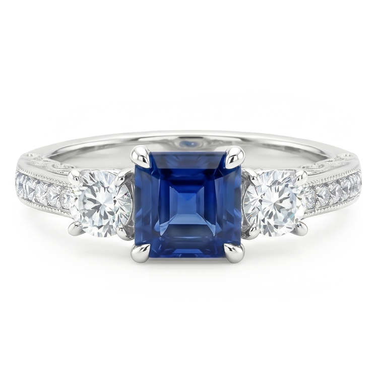 Saphir Bleu Bleuet Bague Pierre Précieuse – Or Blanc 14 Carats 5