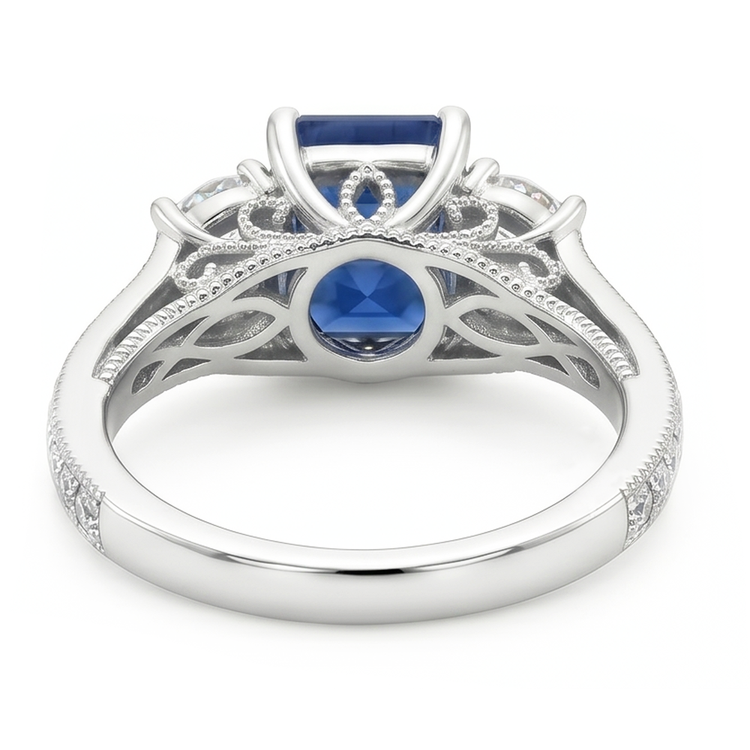 Saphir Bleu Bleuet Bague Pierre Précieuse – Or Blanc 14 Carats 5