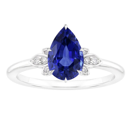 Saphir Bleu Bleuet Bague Pierre de Couleur 2 carats – Or Blanc