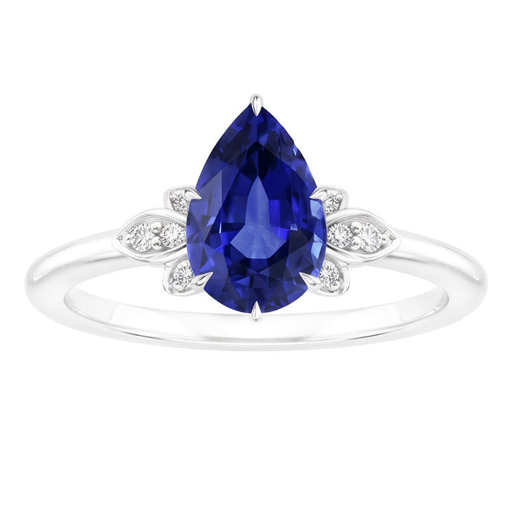 Saphir Bleu Bleuet Bague Pierre de Couleur 2 carats – Or Blanc