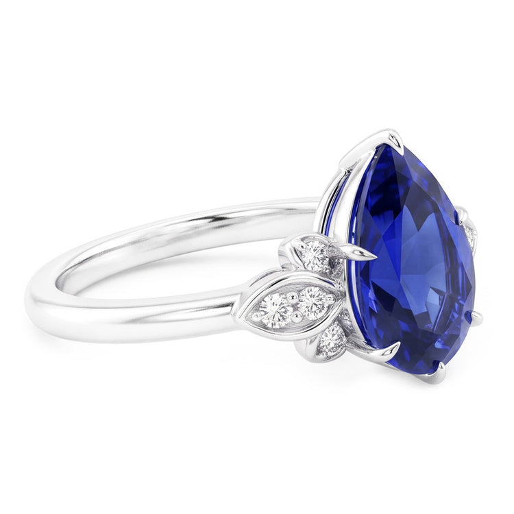 Saphir Bleu Bleuet Bague Pierre de Couleur 2 carats – Or Blanc