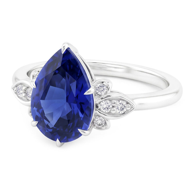 Saphir Bleu Bleuet Bague Pierre de Couleur 2 carats – Or Blanc