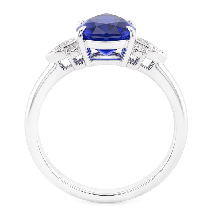 Saphir Bleu Bleuet Bague Pierre de Couleur 2 carats – Or Blanc