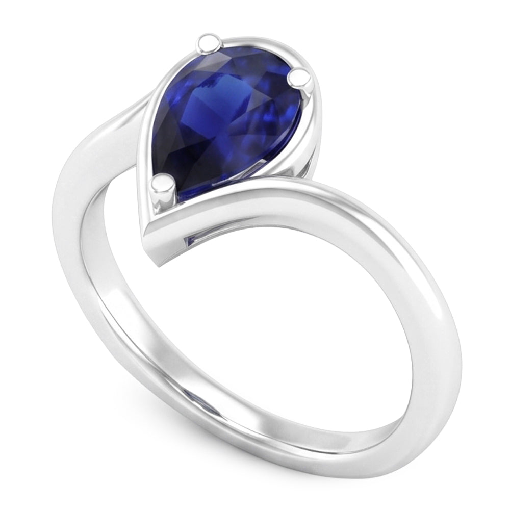 Saphir Bleu Bleuet Bague avec Gemme 1,50 carats – White Gold