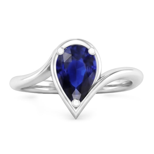 Saphir Bleu Bleuet Bague avec Gemme 1,50 carats – White Gold