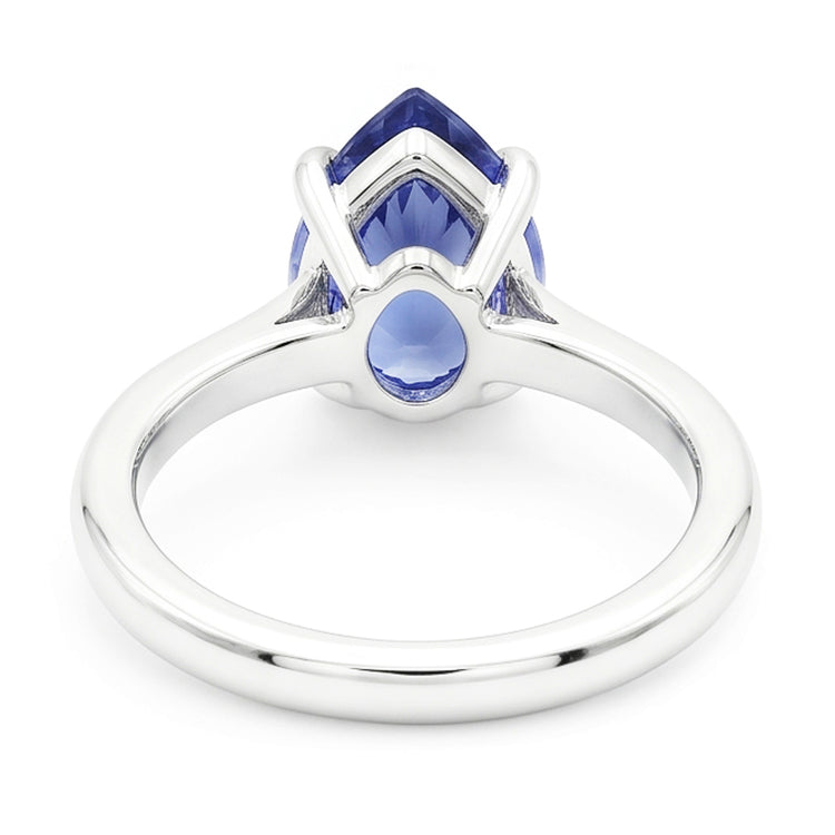 Saphir Bleu Bleuet Bague avec Gemme 3 carats – Or 14K Blanc