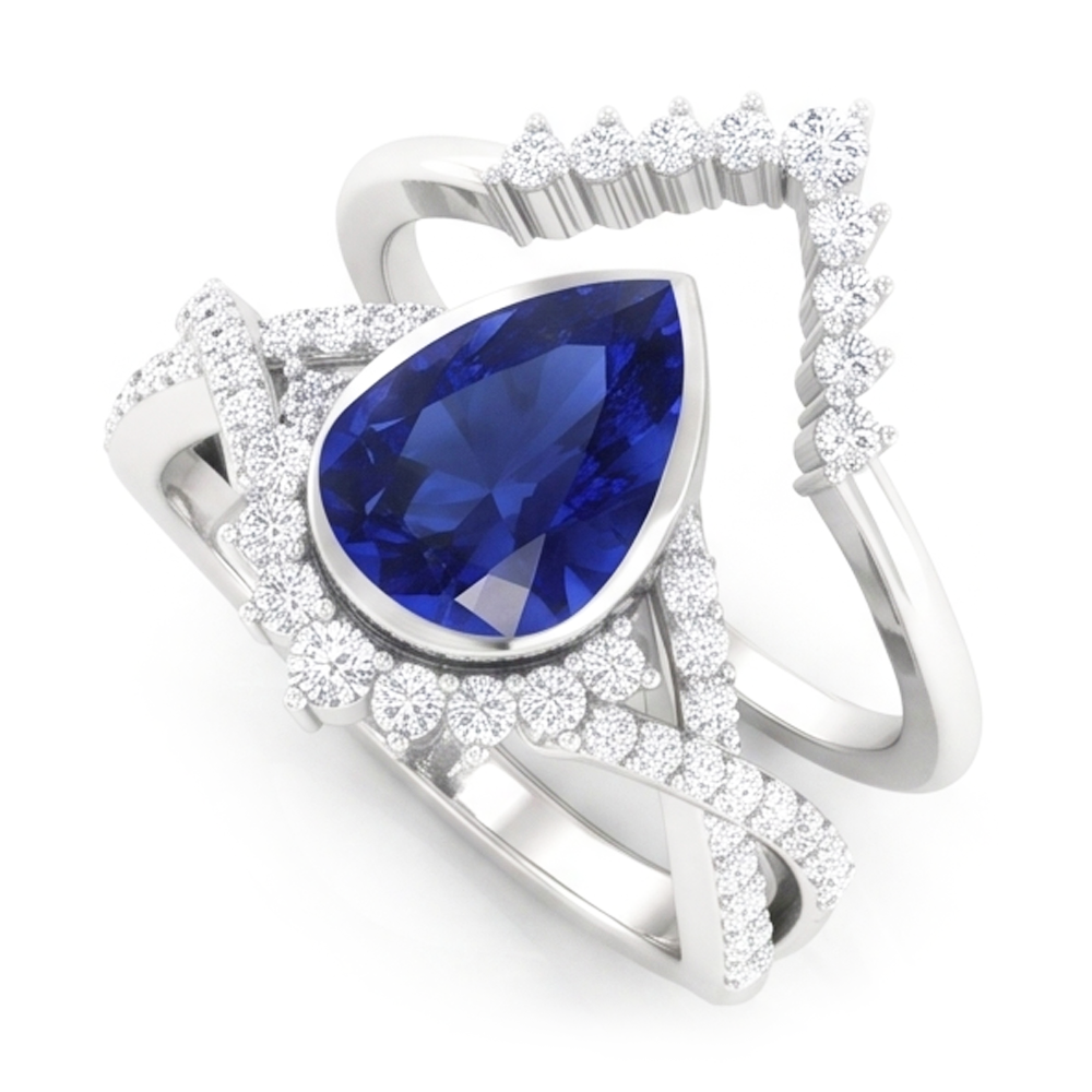 Saphir Bleu Bleuet Bague avec Gemme fait main 3 carats par