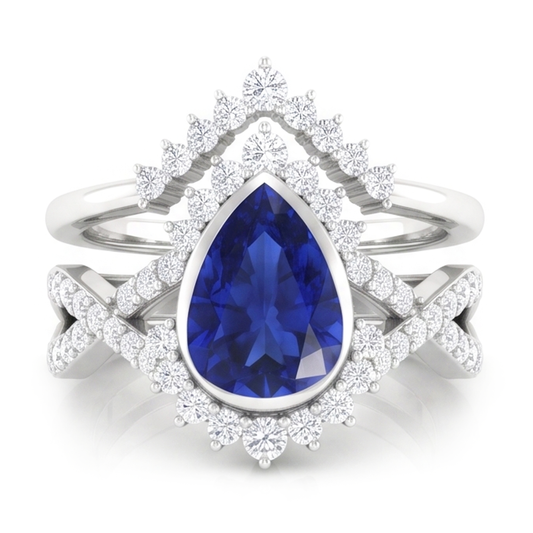 Saphir Bleu Bleuet Bague avec Gemme fait main 3 carats par