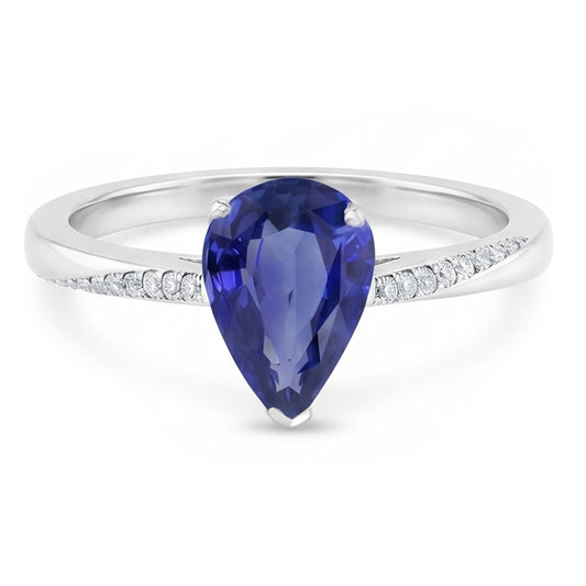 Saphir Bleu Royal Bague Pierre Précieuse 1,50 carats – Or Blanc