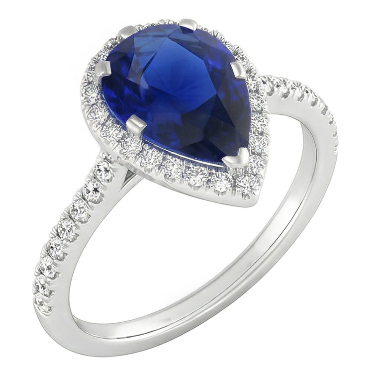 Saphir Bleu Royal Bague Pierre Précieuse – Or 14K Blanc 2 carats