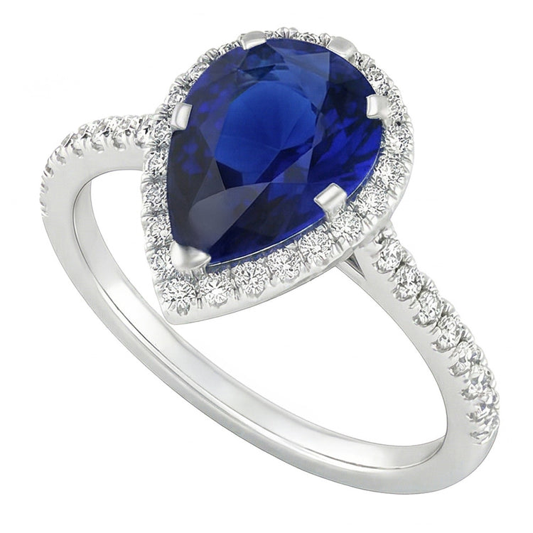 Saphir Bleu Royal Bague Pierre Précieuse – Or 14K Blanc 2 carats