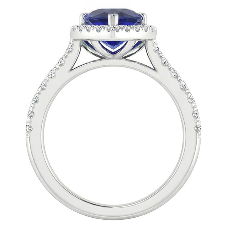 Saphir Bleu Royal Bague Pierre Précieuse – Or 14K Blanc 2 carats
