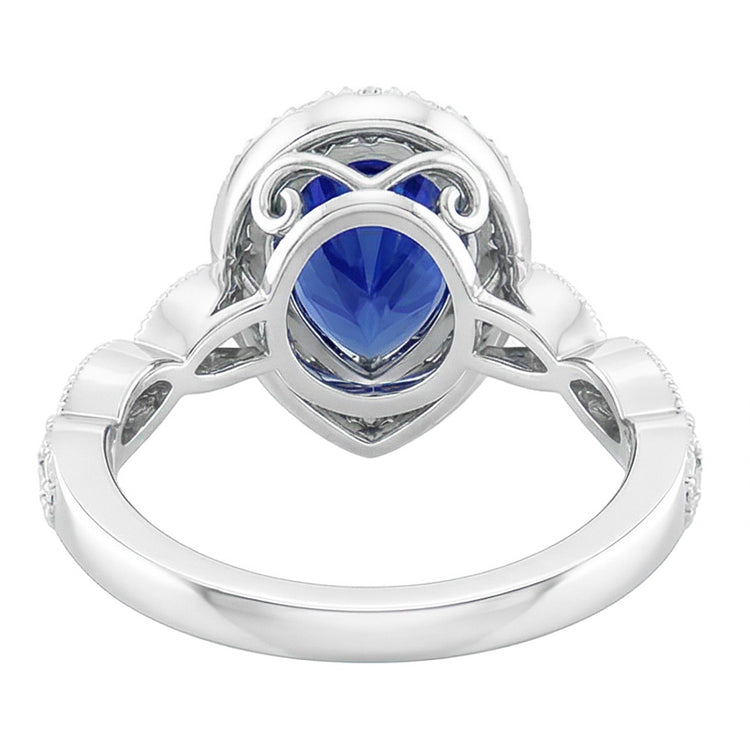 Saphir Bleu Royal Bague Pierre Précieuse – Or 14K Blanc 2 carats