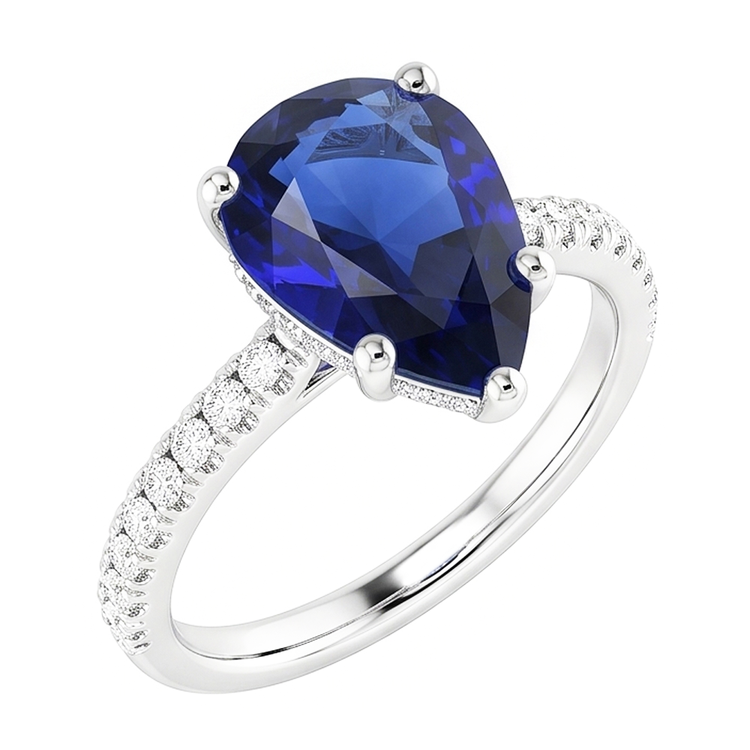 Saphir Bleu Royal Bague Pierre de Couleur de luxe – 2 carats Or