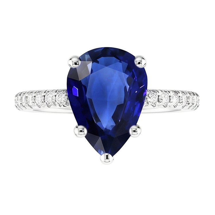 Saphir Bleu Royal Bague Pierre de Couleur de luxe – 2 carats Or