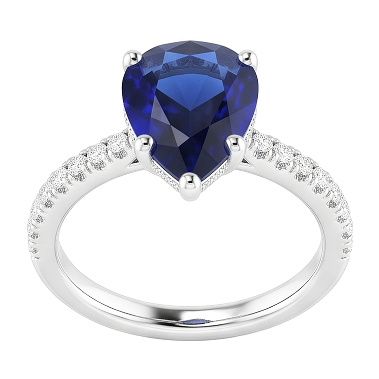 Saphir Bleu Royal Bague Pierre de Couleur de luxe – 2 carats Or