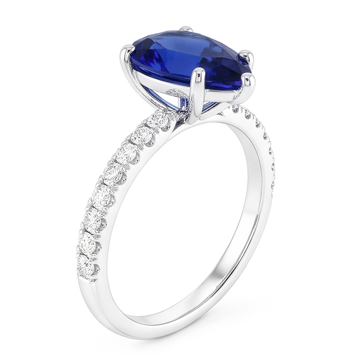 Saphir Bleu Royal Bague Pierre de Couleur de luxe – 2 carats Or