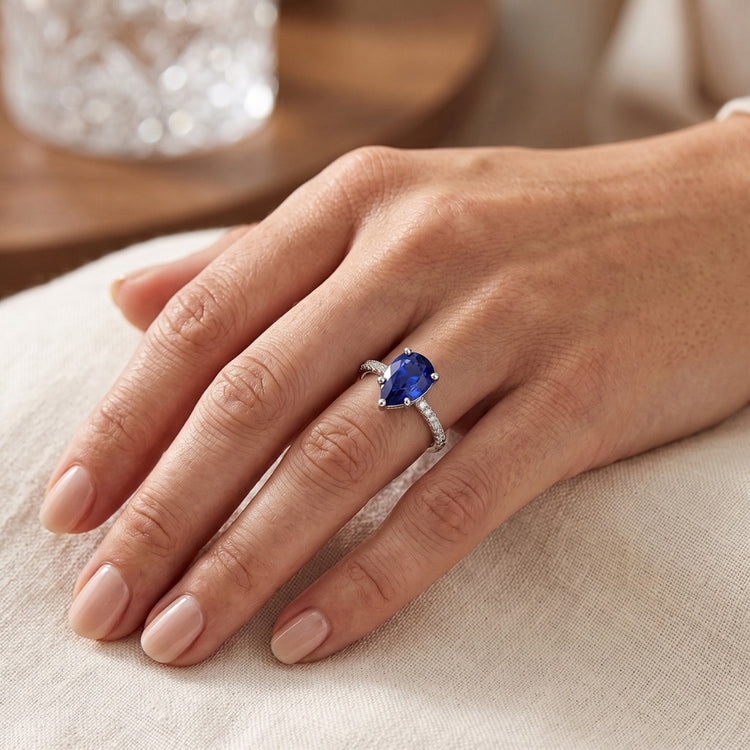 Saphir Bleu Royal Bague Pierre de Couleur de luxe – 2 carats Or