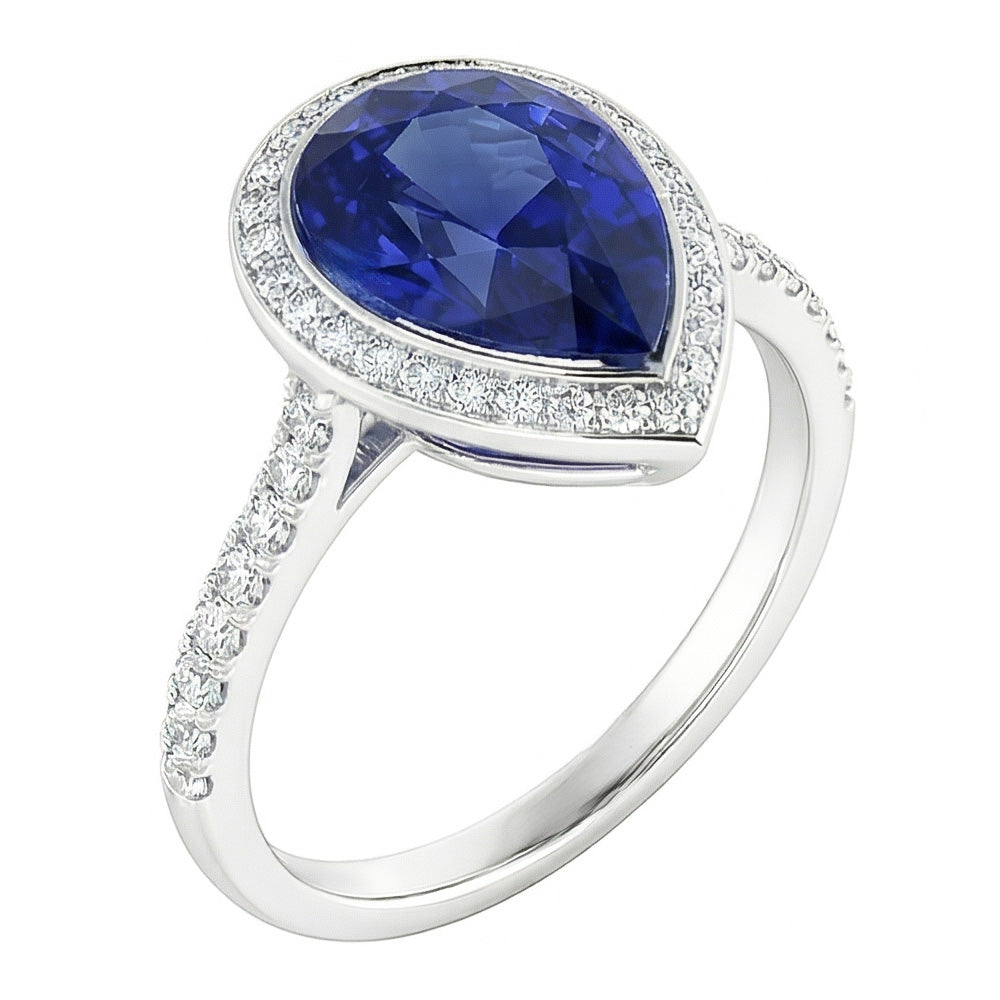 Saphir Bleu Royal Bague avec Gemme fait main 3,50 carats