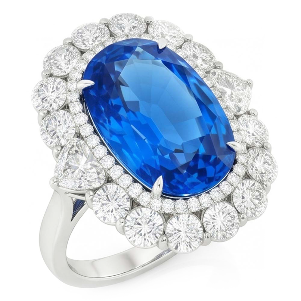 Saphir Bleu Royal VVS Bague Pierre Précieuse – 8,25 carats en Or
