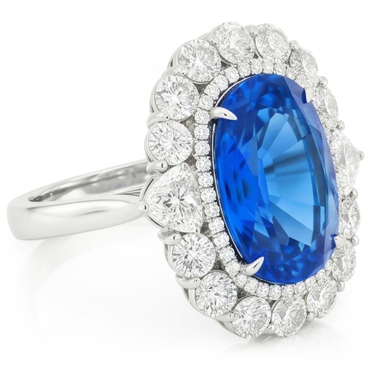 Saphir Bleu Royal VVS Bague Pierre Précieuse – 8,25 carats en Or