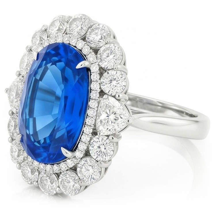 Saphir Bleu Royal VVS Bague Pierre Précieuse – 8,25 carats en Or