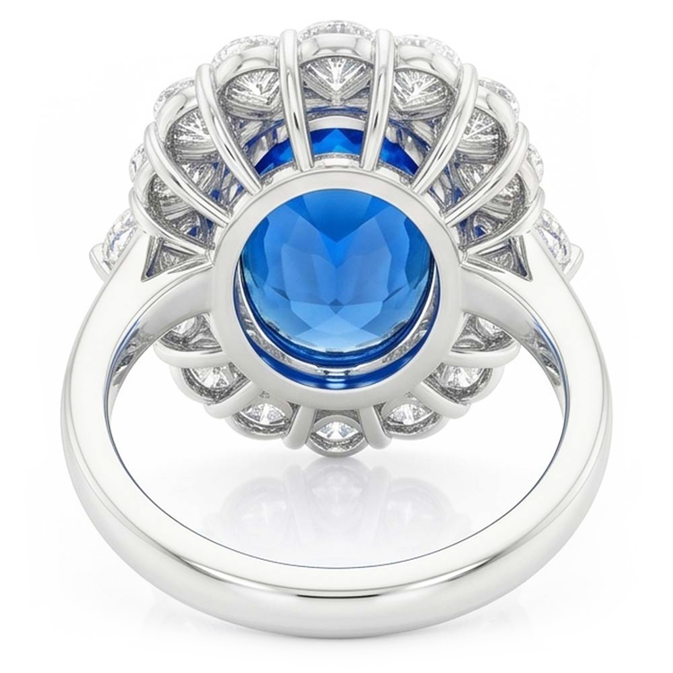 Saphir Bleu Royal VVS Bague Pierre Précieuse – 8,25 carats en Or