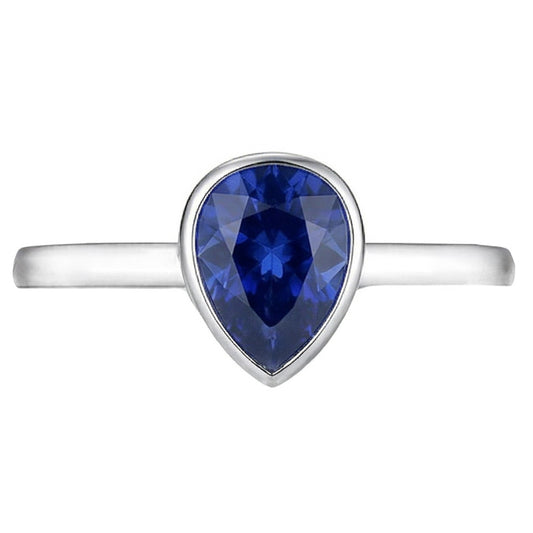 Saphir Bleu Royal taille Taille Poire Bague avec Gemme 1,50