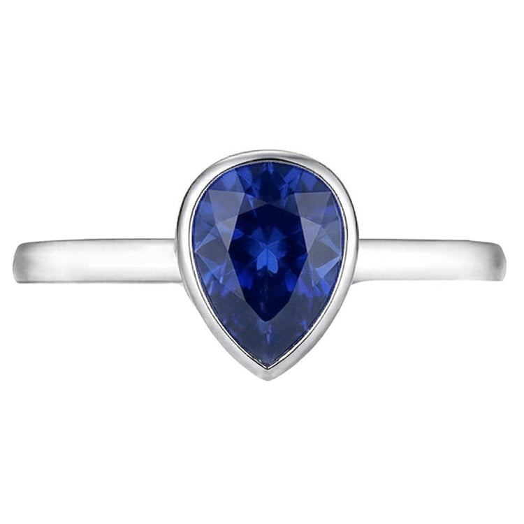 Saphir Bleu Royal taille Taille Poire Bague avec Gemme 1,50