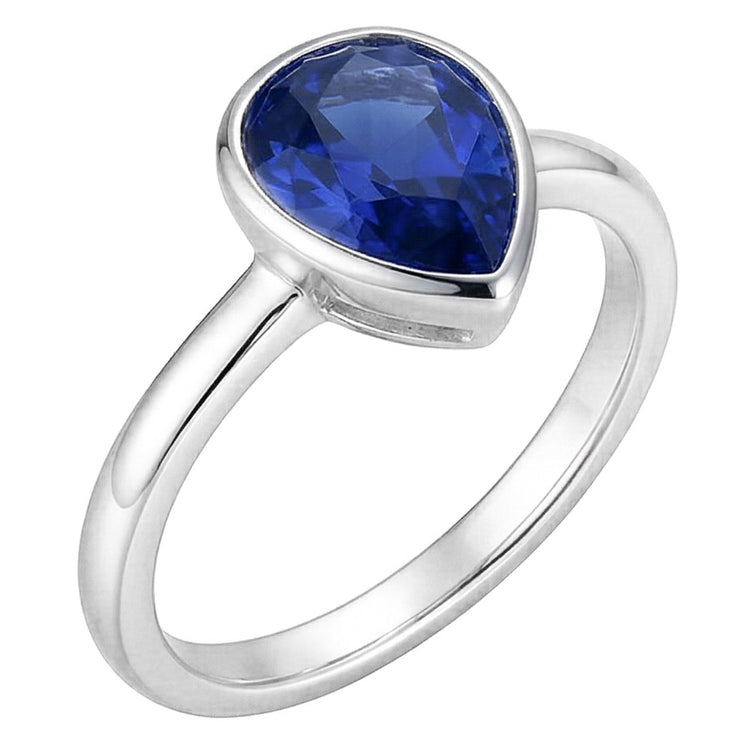 Saphir Bleu Royal taille Taille Poire Bague avec Gemme 1,50