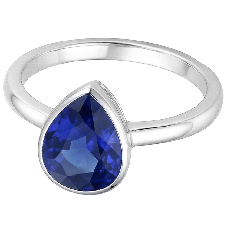 Saphir Bleu Royal taille Taille Poire Bague avec Gemme 1,50