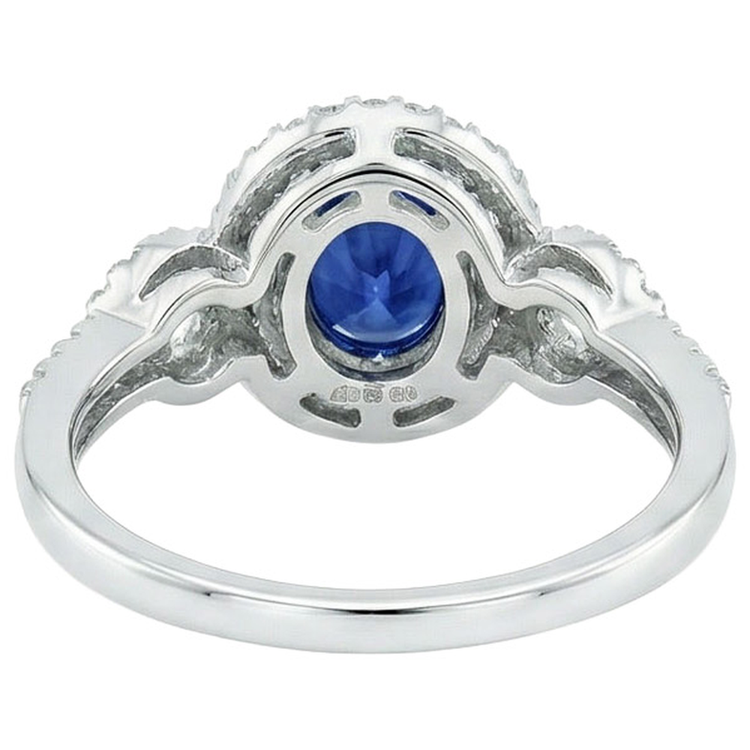 Saphir de Ceylan AAA bleu avec bague en diamant 2.75 carats bijoux en or