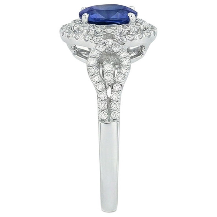 Saphir de Ceylan AAA bleu avec bague en diamant 2.75 carats bijoux en or
