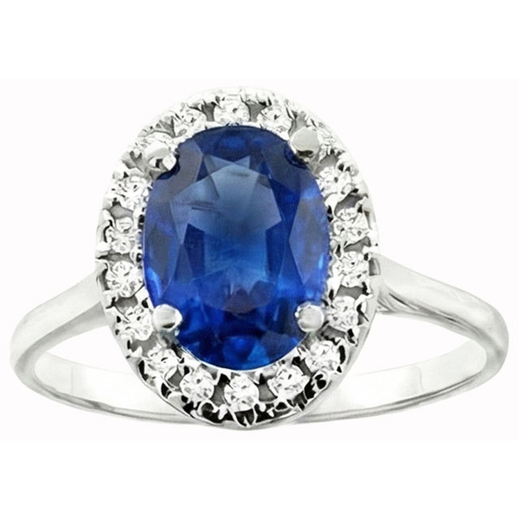 Saphir Bleu Bague Pierre Précieuse 5,00-carats Or Blanc 14 Carats – vue de côté