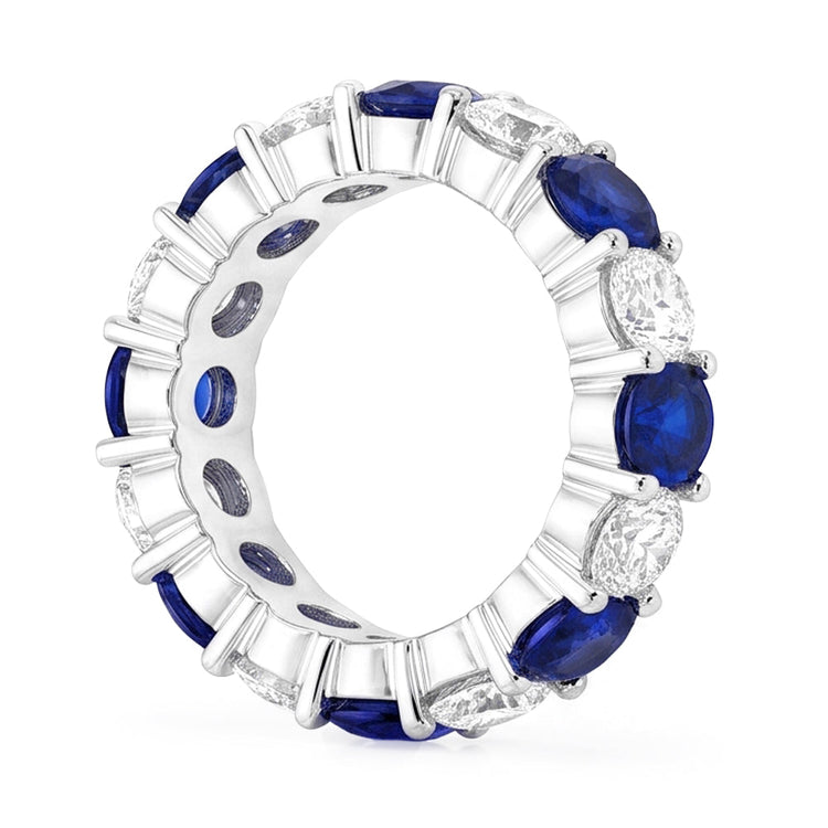 Bague de Fiançailles en Saphir Bleu Véritable, Anneau en Or Blanc 18 Carats