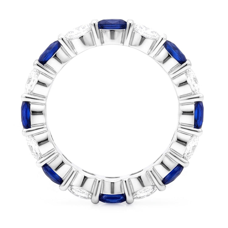 Bague de Fiançailles en Saphir Bleu Véritable, Anneau en Or Blanc 18K