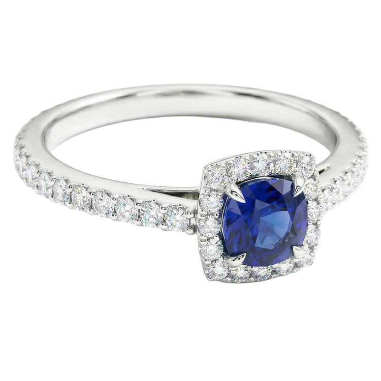 Sertie De Griffes 2.75 Carats Sri Lanka Saphir Alliance Or Blanc 14K