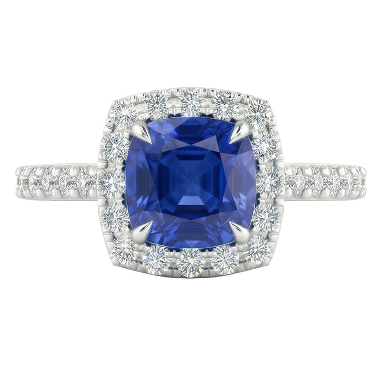 Sertie De Griffes 2.75 Carats Sri Lanka Saphir Alliance Or Blanc 14K