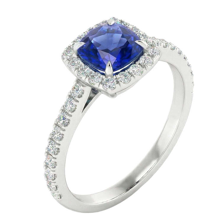 Sertie De Griffes 2.75 Carats Sri Lanka Saphir Alliance Or Blanc 14K