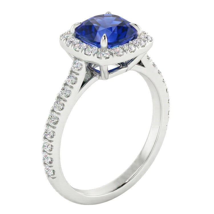 Sertie De Griffes 2.75 Carats Sri Lanka Saphir Alliance Or Blanc 14K