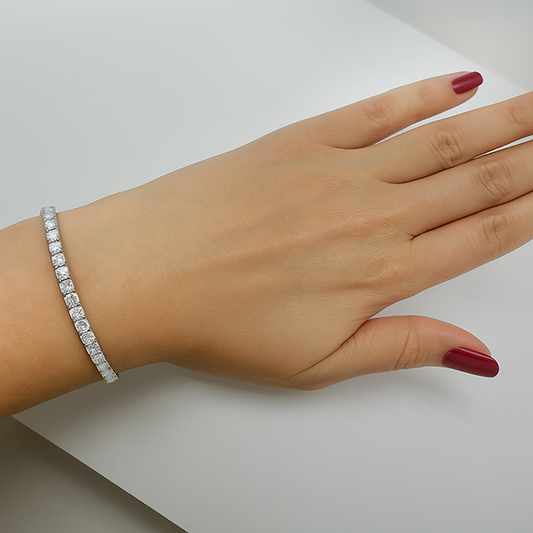 Sertie De Griffes 6.80 Carats Bracelet Tennis Réel Diamants Or Blanc 14K Nouveau