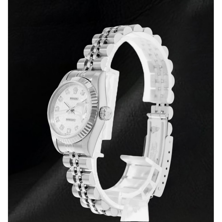 Rolex 26 mm Cadran Diamants Argenté Jubilé Or Blanc Année 2002 Montre pour Femme
