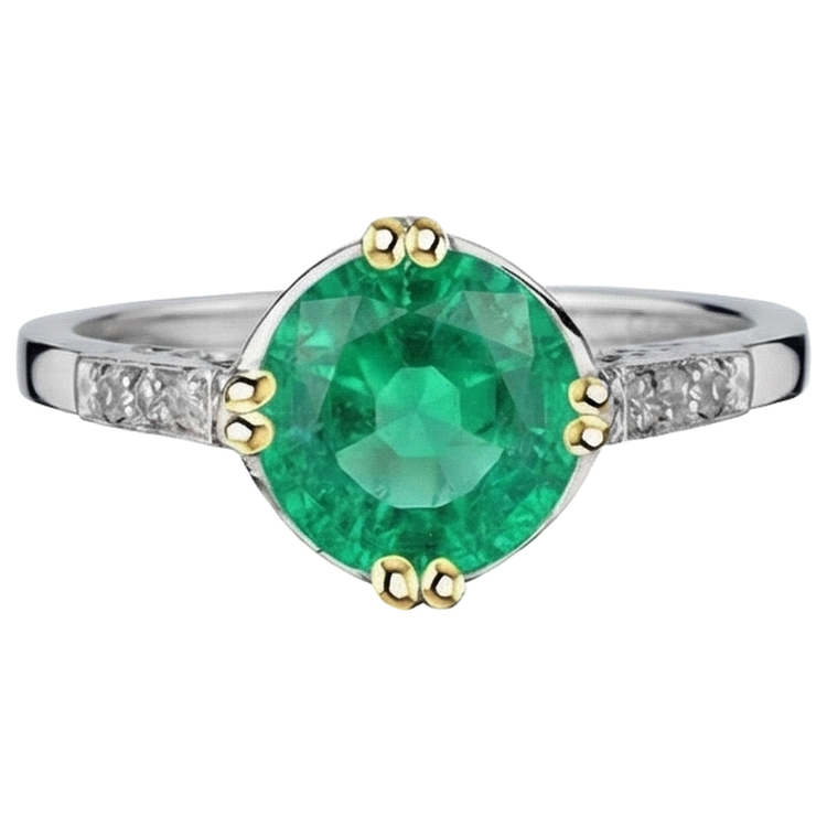 Émeraude Fine Bague avec Gemme – vue de face