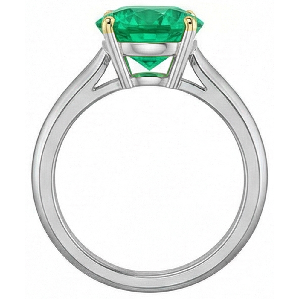 Taille Brillant Émeraude bague en Or Deux Tons 14 Carats – vue arrière