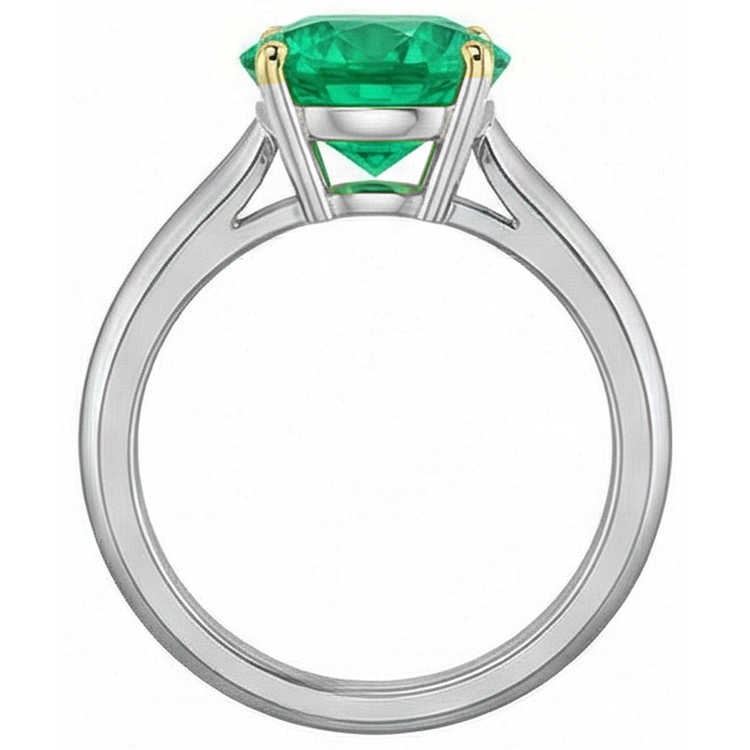 Taille Brillant Émeraude bague en Or Deux Tons 14 Carats – vue arrière