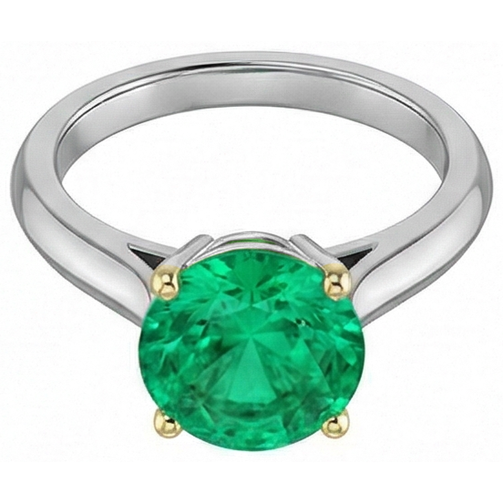 Émeraude Bague Pierre Précieuse 3 carats Or Deux Tons 14 Carats – vue d'angle